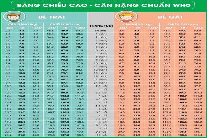 bang chieu cao can nang cho be