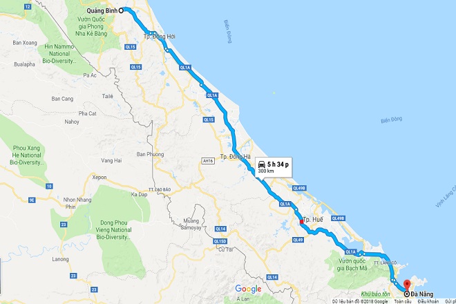 Đà Nẵng, Huế, Quảng Bình