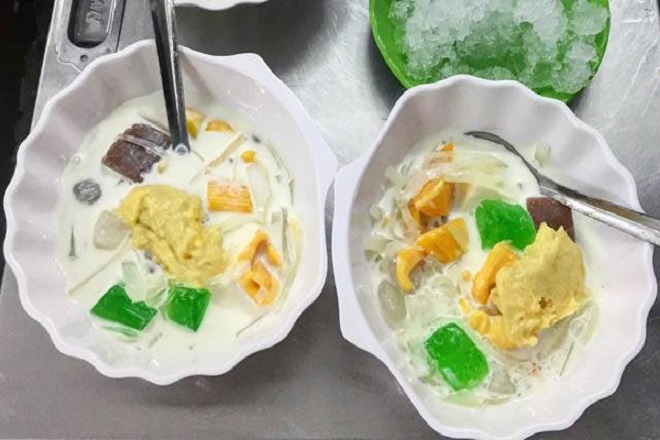 chè dừa non sầu riêng