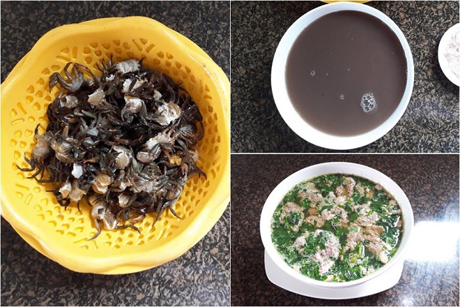 canh cua mồng tơi