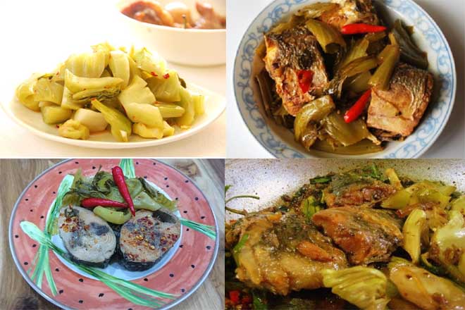 cá kho dưa cải