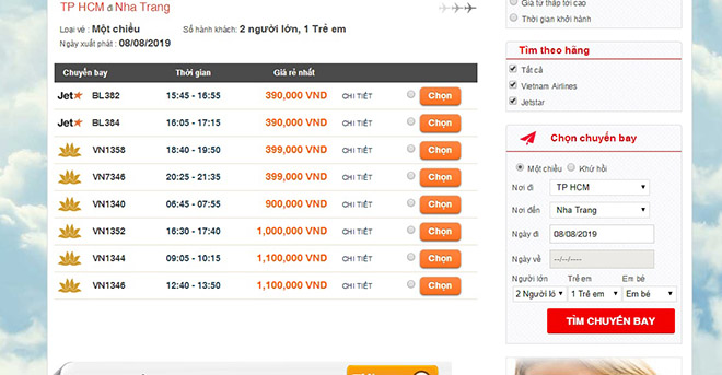 Đặt vé máy bay Tp HCM đi Nha Trang
