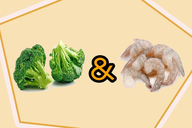 Bông cải xanh và tôm tươi