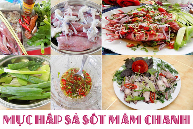 mực hấp sả sốt mắm chanh