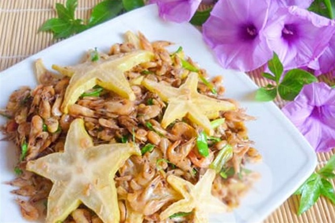 tép khô rang khế món ngon mùa mưa