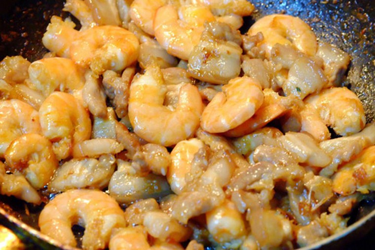 xào tôm thịt