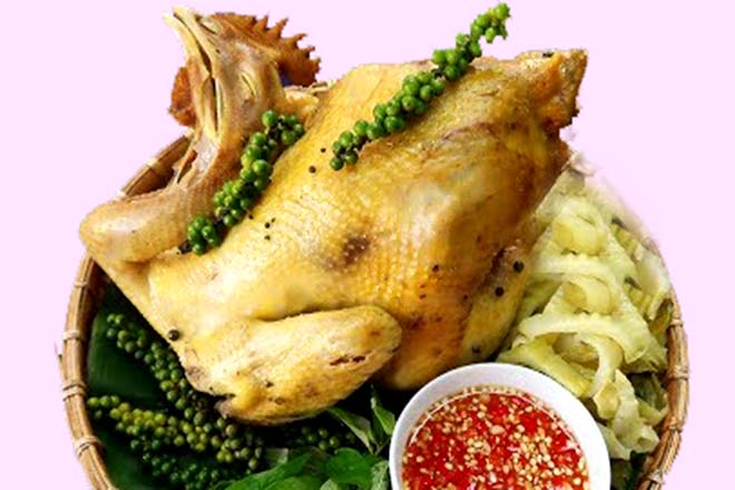 Gà hấp tiêu xanh