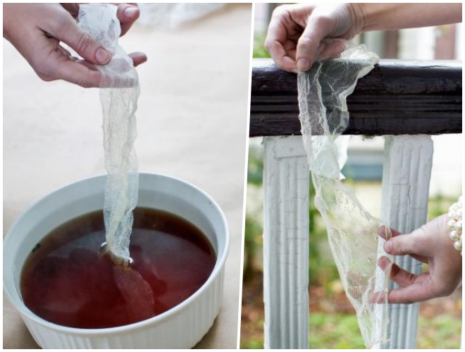 Ngâm vải qua nước trà và để qua đêm