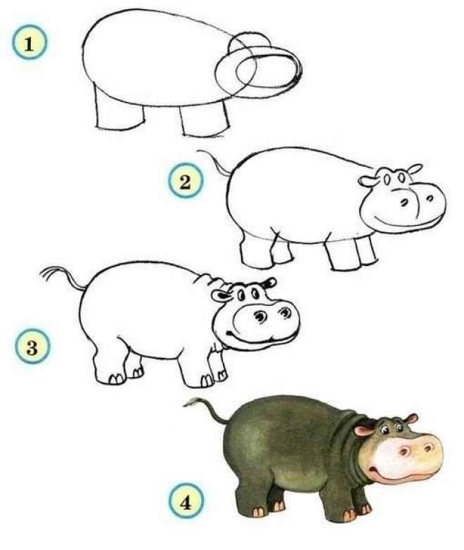 Cách vẽ hình con hà mã 2