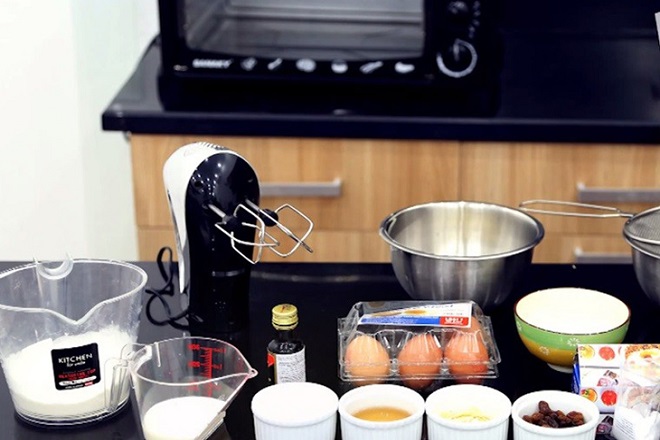Chuẩn bị nguyên liệu làm bánh flan gato