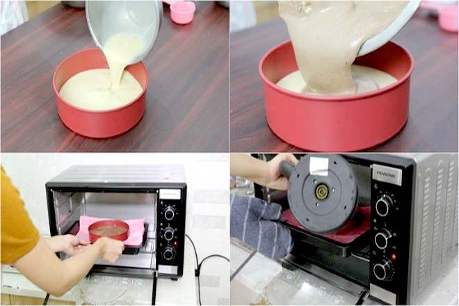 Đổ khuôn và nướng bánh