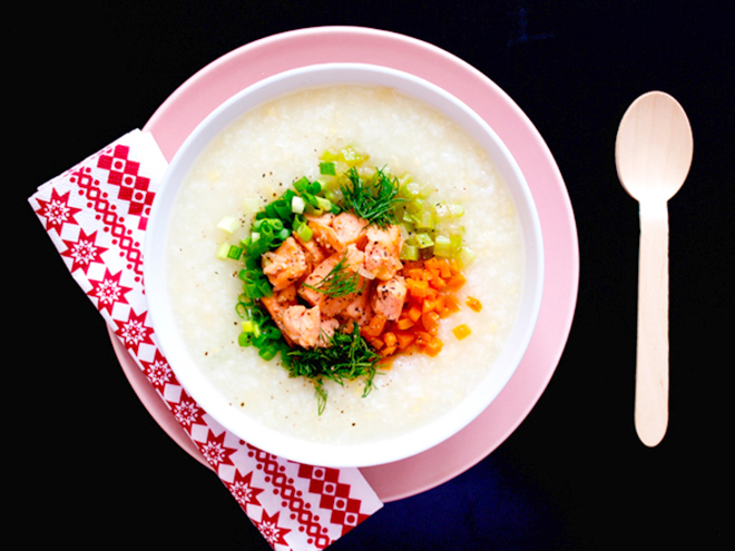 Cháo cá hồi cho bà bầu