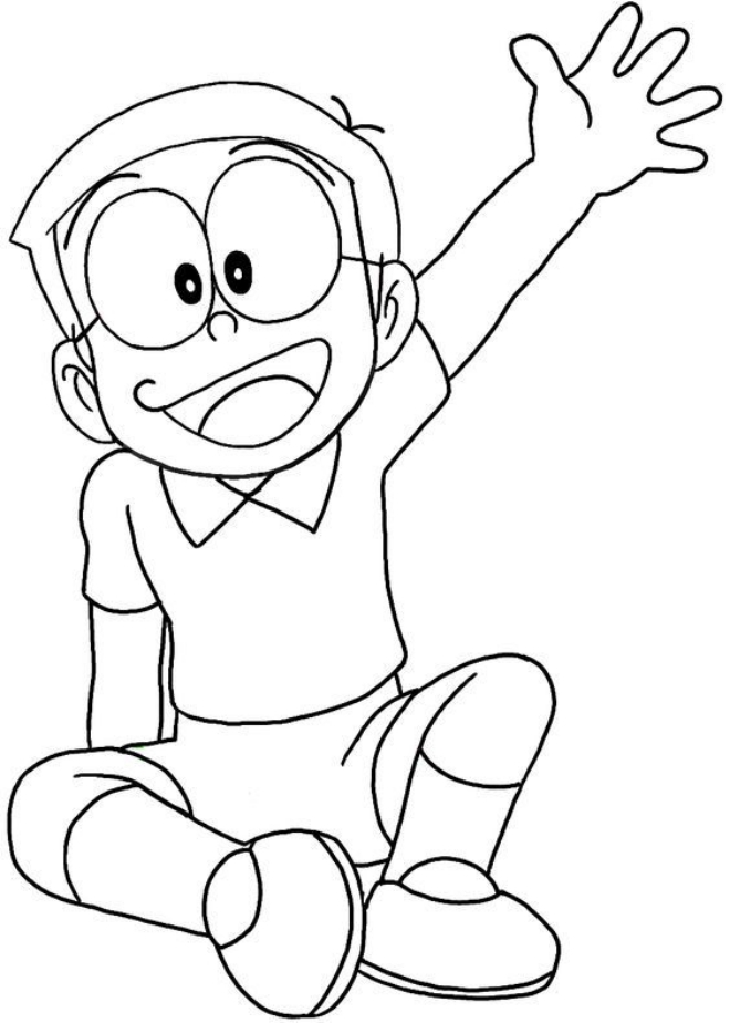Tranh tô màu Nobita tốt bụng