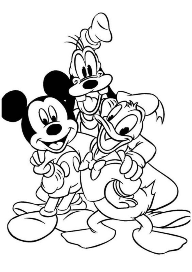 Tranh tô màu chuột Mickey và vịt Donald