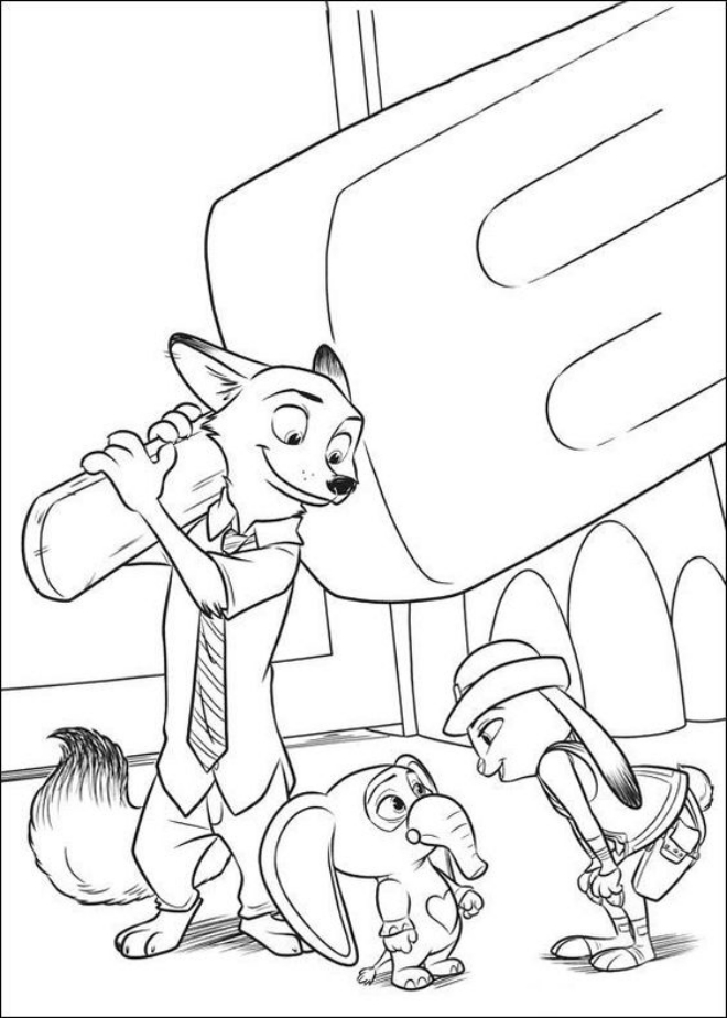 Tranh tô màu nhân vật hoạt hình zootopia