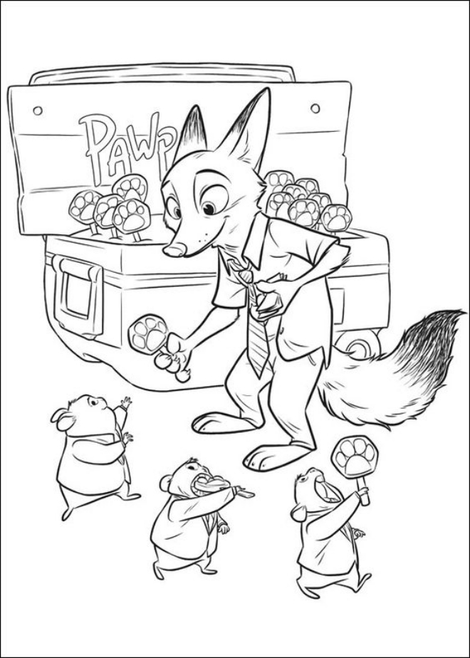 Tranh tô màu zootopia