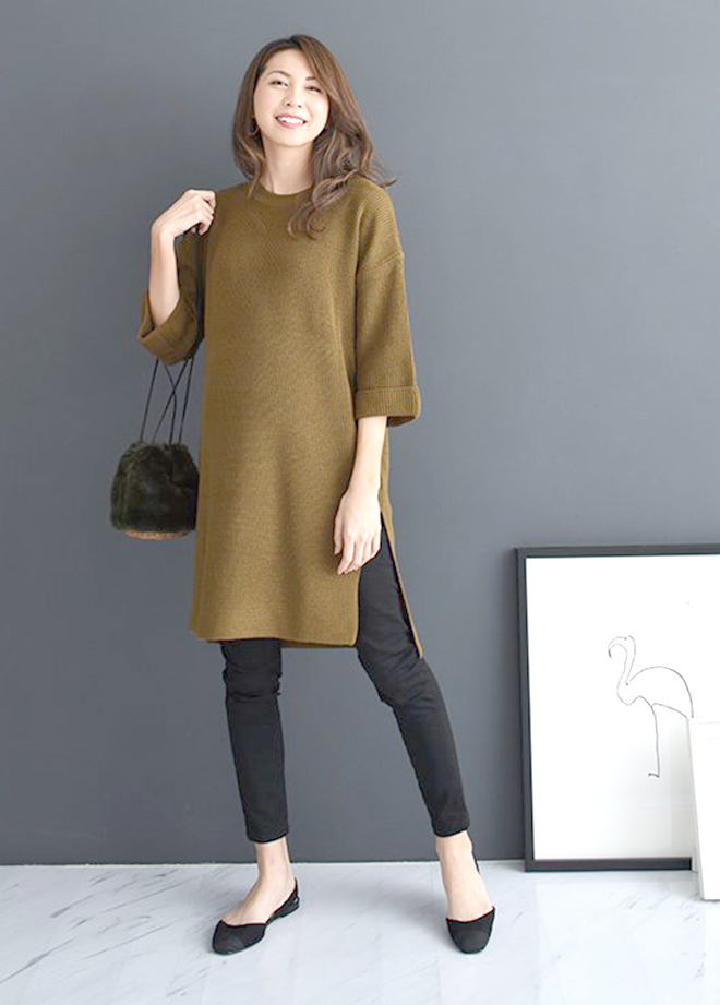 Quần skinny với áo suôn dài