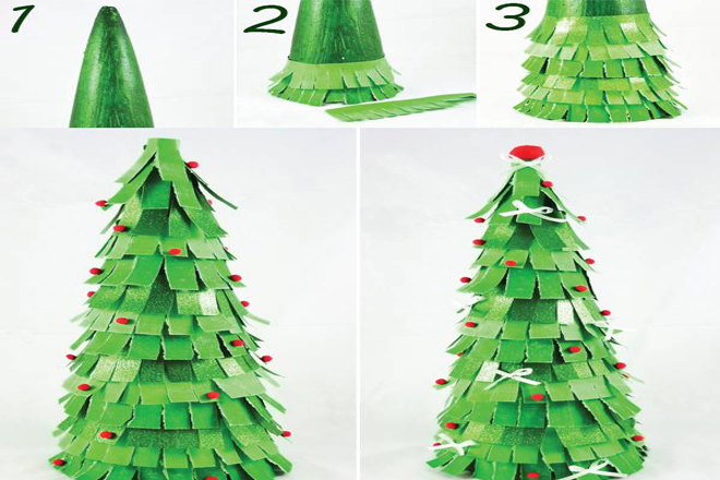 Cách làm cây thông bằng giấy