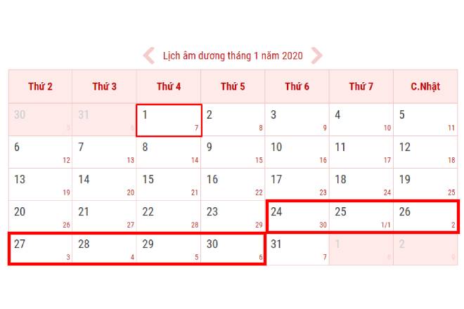 Phương án nghỉ Tết Âm lịch 1