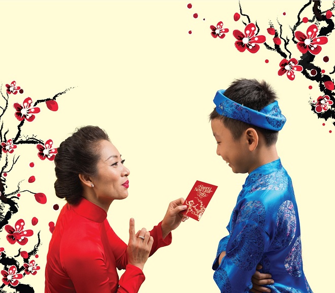 dạy con chúc Tết