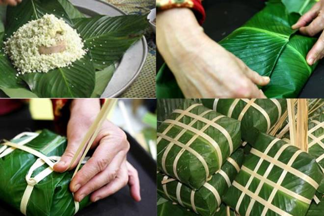 Gói bánh chưng đón Tết