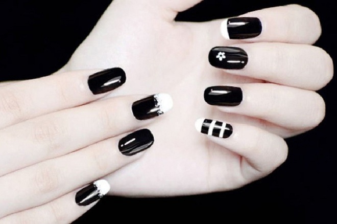 mau nail trang den