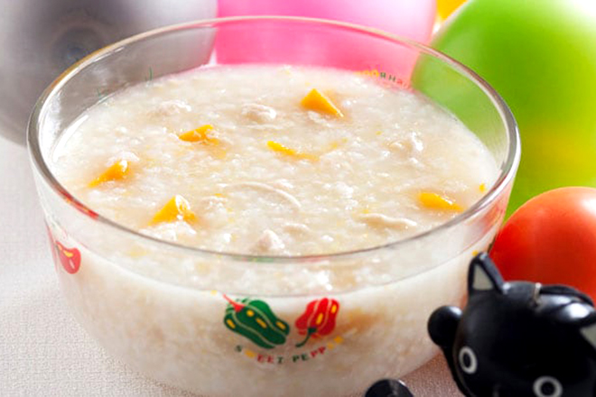 Cháo thịt bằm bí đỏ thơm ngon