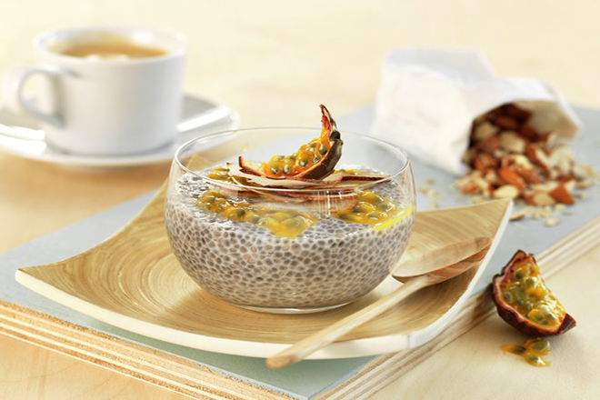 Pudding hạt chia chanh dây
