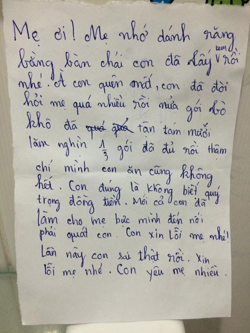 cau be hoc lop 4 gui thu xin loi me vi khong biet quy trong dong tien cuc dang yeu 14445954_1304152546270659_460357599439212413_n.jpg