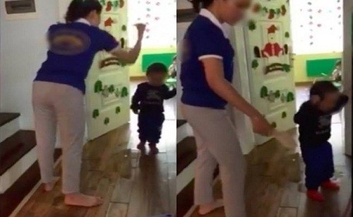 ha noi phan no hinh anh co giao dung dep danh lien tiep vao dau tre nho mam non1.jpg